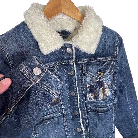 CITIZENS OF HUMANITY Women’s Fleece Lined Embroidered Denim Jacket - Picture 4 of 7